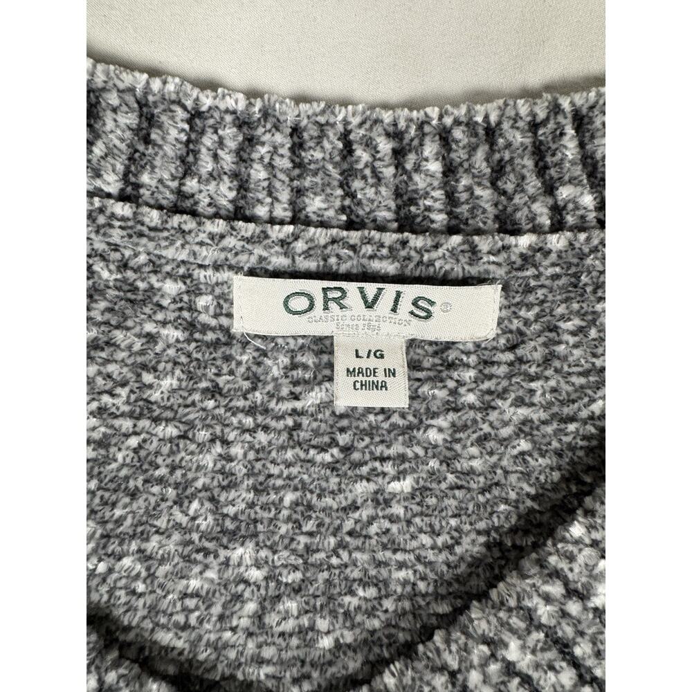 Orvis Gray Chenille V Neck Sweater Women’s Large Soft Cozy Pullover - Picture 3 of 15